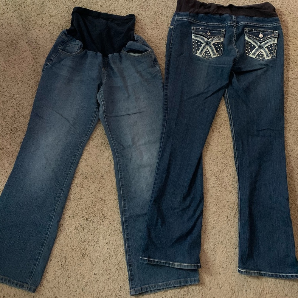 2 pairs large maternity jeans